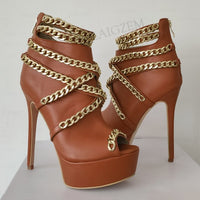 Ankle Boot chain heel shoe 11+ - Divine Diva Beauty