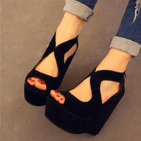 Platform Wedge Sandals Back Zip Peep Toe shoe 11+ - Divine Diva Beauty