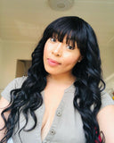 Human Hair Wigs With Bangs Full Machine Made Wig Brazilian Body Wave Wigs remy - Divine Diva Beauty