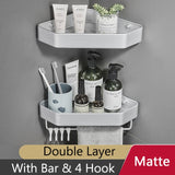 Bathroom Shelf Corner Space Aluminum Bathroom Triangle Basket Shower Room Storage Rack Wall Mounted Black/White/Matte - Divine Diva Beauty
