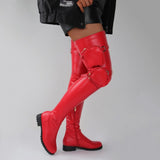 Knee High Boots Pu Leather Round Toe Pocket Bags Boots shoe 11+ - Divine Diva Beauty