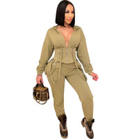Two Piece Sets Long Sleeve Hooded 2 piece - Divine Diva Beauty