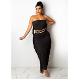Side Tassel Summer Strapless Long Dress plus size avail - Divine Diva Beauty