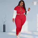Plus Size avail Tracksuit Striped Two Piece Outfits - Divine Diva Beauty