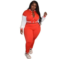 Plus Size avail Tracksuit Striped Two Piece Outfits - Divine Diva Beauty