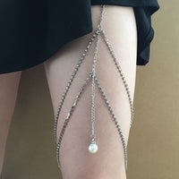 Rhinestones Leg Thigh Chain Shiny Women Sexy Body Chain Leg Thigh Harness Jewelry Beach Multi Layers Gold Color Chains - Divine Diva Beauty