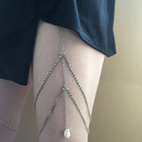 Rhinestones Leg Thigh Chain Shiny Women Sexy Body Chain Leg Thigh Harness Jewelry Beach Multi Layers Gold Color Chains - Divine Diva Beauty