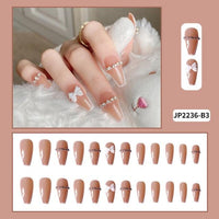 24Pcs/Box Rhinestone Butterfly Ballerina False Nails With Glue Acrylic Coffin Press On Nails Full Cover Fake Tips Manicure Tool - Divine Diva Beauty