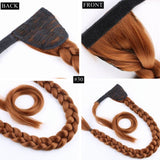 Super Long Wrap Around Jumbo Pre Braided Ponytail Ombre Brown Blonde Synthetic Hair Extensions - Divine Diva Beauty