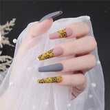 24Pcs/Box Detachable Ballerina False Nails Press On Nails French Coffin Fake Nails with Leopard Design Full Cover Nail Tips - Divine Diva Beauty