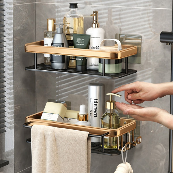 Punch-free Bathroom Shelves Shampoo Shower Shelf Storage Rack Kitchen Holder Toilet Kitchen Organizer Bathroom Accessories - Divine Diva Beauty