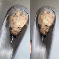 32 30 Inch HD Transparent Lace Frontal Wig Brazilian Straight Silver Grey 13x4 Lace Front Colored Human Hair Wigs Remy - Divine Diva Beauty