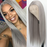 32 30 Inch HD Transparent Lace Frontal Wig Brazilian Straight Silver Grey 13x4 Lace Front Colored Human Hair Wigs Remy - Divine Diva Beauty