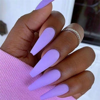 Purple Pink Rhinestone Nails Coffin Ballerina Ladies Fingernails Natural Long French Gradient Press On False Nails