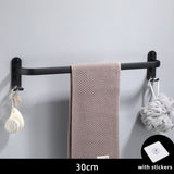 Towel Hanger Wall Mounted Towel Rack Bathroom Aluminum Black Towel Bar Rail Matte Black Towel Holder with Sticker - Divine Diva Beauty