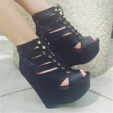 Platform Wedge Sandals Lace Up shoes 11+ - Divine Diva Beauty