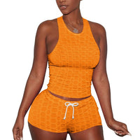 Summer Two-Pieces Yoga Running Sets Women Sportswear Sleeveless Crop Tank Top plus size avail - Divine Diva Beauty