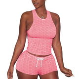 Summer Two-Pieces Yoga Running Sets Women Sportswear Sleeveless Crop Tank Top plus size avail - Divine Diva Beauty