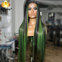 Transparent Lace 5x5 Closure Wig Highlight Green Straight Hair 13x4 Lace Frontal Wig Brazilian 100% Human Hair Wig - Divine Diva Beauty