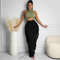 Long bodycon Fringe skirt - Divine Diva Beauty