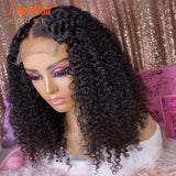 Short Hair Afro Kinky Curly Lace Front Human Hair Wigs Brazilian Remy Deep Curly Wig Prepluck 150 Density - Divine Diva Beauty