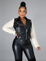 leather + velvet fabric matching lounge wear jacket outerwear - Divine Diva Beauty