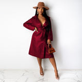 PU Faux Leather Long Trench Coat outerwear - Divine Diva Beauty