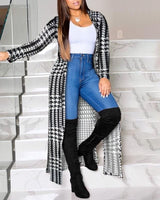 Black White Long Sleeve Cardigan outerwear plus size avail - Divine Diva Beauty
