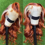 28inches Long  Ginger Lace Front Wigs Synthetic 180% density Body Wave - Divine Diva Beauty