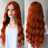 28inches Long  Ginger Lace Front Wigs Synthetic 180% density Body Wave - Divine Diva Beauty