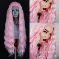 28inches Long  Ginger Lace Front Wigs Synthetic 180% density Body Wave - Divine Diva Beauty