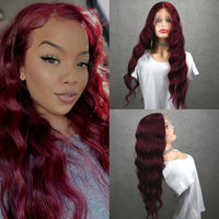 28inches Long  Ginger Lace Front Wigs Synthetic 180% density Body Wave - Divine Diva Beauty