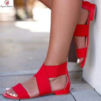 Open Toe Flat Sandals Red Beach 11+ - Divine Diva Beauty