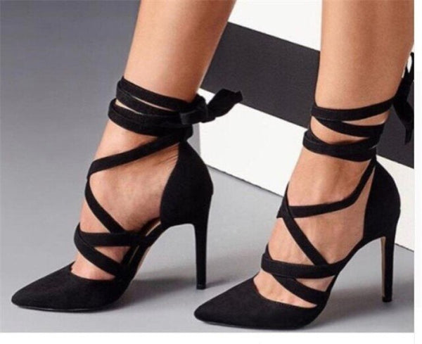 Lace up Women Pumps Pointed Toe Thin High Heels Pumps  shoe 11+ - Divine Diva Beauty
