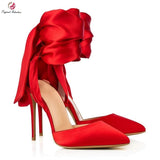 Shallow Ankle Strap Slip-On Thin Heels Pointed Toe  11+ - Divine Diva Beauty