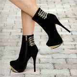 Ankle Boots Round Toe Stiletto High Heels Side Zip Booties 11+ - Divine Diva Beauty