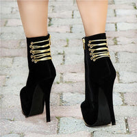 Ankle Boots Round Toe Stiletto High Heels Side Zip Booties 11+ - Divine Diva Beauty