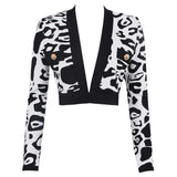 Zebra Leopard V Neck Hidden Breasted Blazers outerwear - Divine Diva Beauty