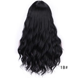 Long 26 inch Water Wave Wigs Synthetic Grey Wigs with Bangs - Divine Diva Beauty
