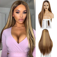 28 inch Long Straight Mix Synthetic Lace Wigs - Divine Diva Beauty