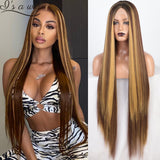 40Inches Lace Front Wig Long Straight  Synthetic Wig Middle Part - Divine Diva Beauty
