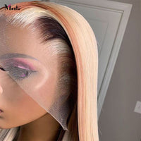 Honey Blonde Brown Lace Front Human Hair Wigs Pre Plucked Straight Lace Front Wig Human Hair Wigs For Women 613 Lace Frontal Wig - Divine Diva Beauty