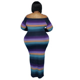 Plus Size avail Off Shoulder Striped Maxi Dress - Divine Diva Beauty