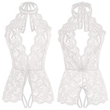 One Piece Bodysuit Women Push Up Bra Set Lace Bow Backless Cross Straps Nightgown Transparent Underwear Sets - Divine Diva Beauty