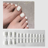 24Pcs/Set Full Cover Short Toenails False Nails Fake Nails Mixed Colors Press On Foot French Faux Nail Foot False Nail Art Salon - Divine Diva Beauty