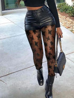 Contrast Mesh PU Leather Skinny Pants - Divine Diva Beauty