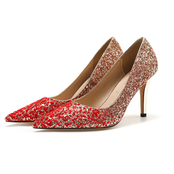 Designer Pointed Toe pumps Stiletto Gold Thin Heel - Divine Diva Beauty