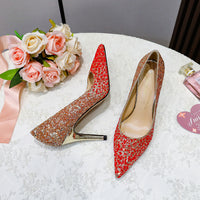 Designer Pointed Toe pumps Stiletto Gold Thin Heel - Divine Diva Beauty