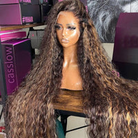 Highlight Wig Human Hair 13x4 Curly Wig Honey Blonde Lace Front Wig - Divine Diva Beauty