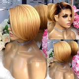 Straight Short Pixie Wig Peruvian Remy Human Hair Lace Front T Part Wig 13x6x1 Short Cut Bob Wigs Pre Plucked Hairline - Divine Diva Beauty